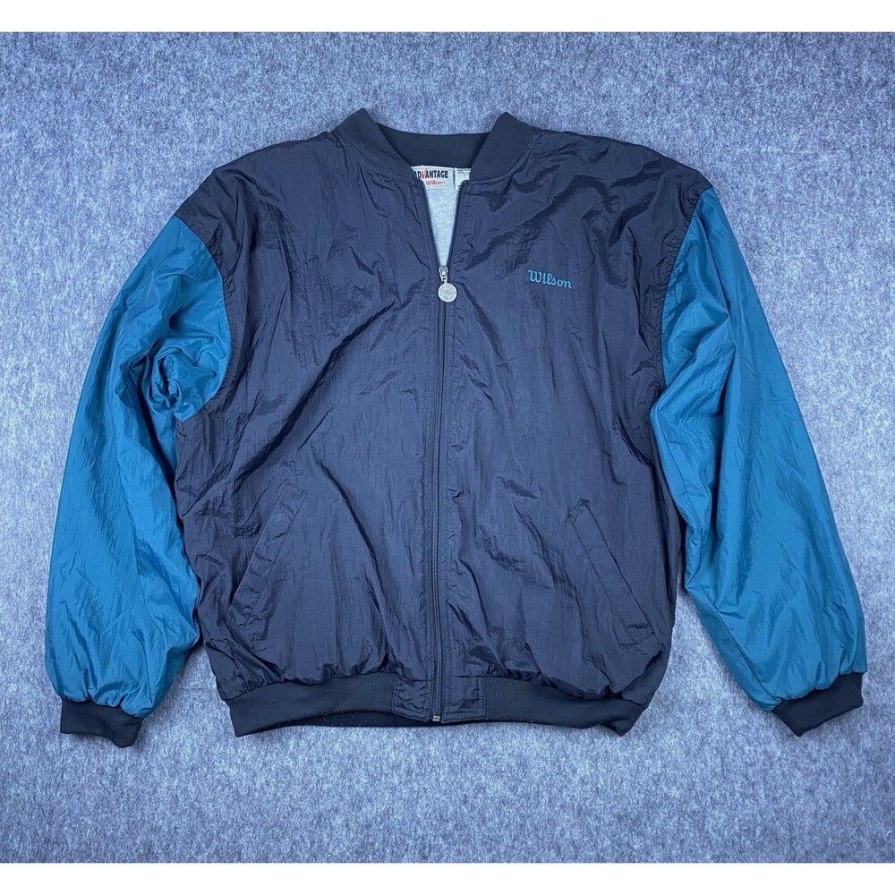 Vtg Wilson Advantage Men's Jacket 2-Tone Teal Lined Windbreaker 90's Size Large